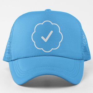 NEW Twitter Verified Check Logo Foam Trucker Mesh Snapback Hat LIGHT BLUE
